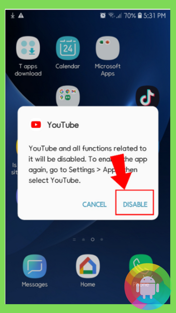 How to permanently uninstall the YouTube app in my Android phone